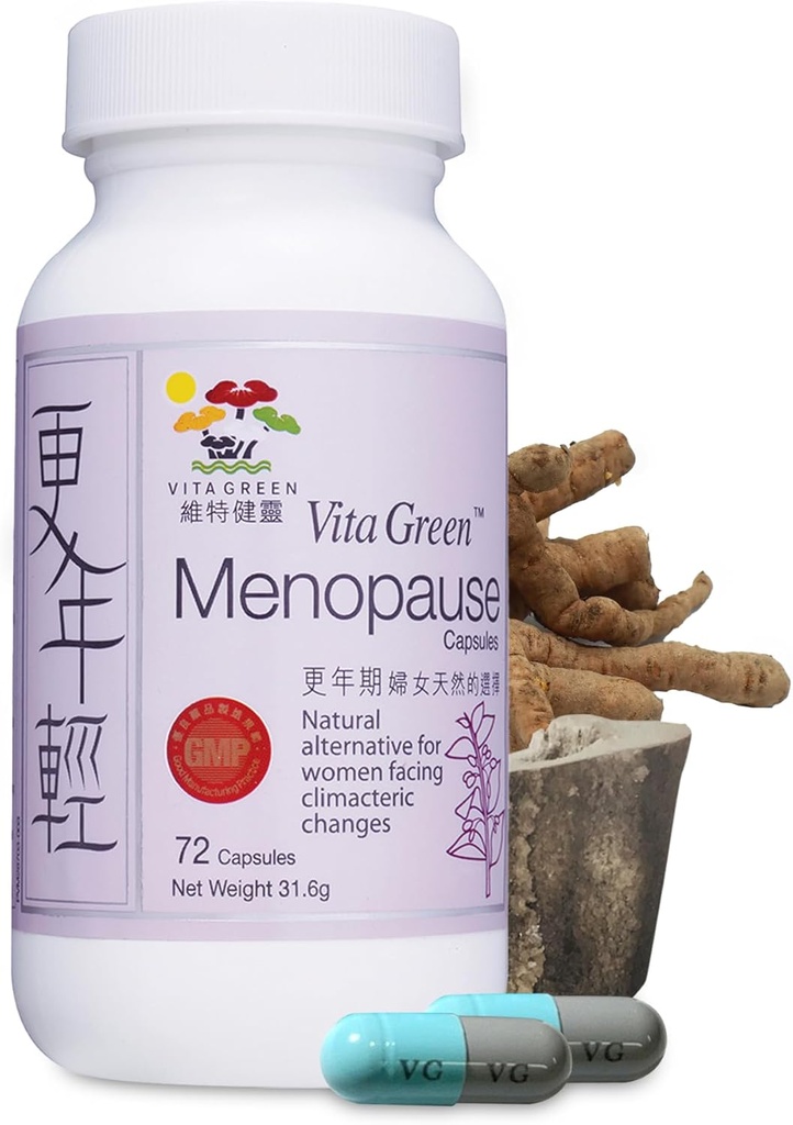 Vita Green Menopause 女性增生,热闪光 月经救济,月经症状,荷尔蒙皮肤和头发条件改善,睡眠救济,夜汗,100%自然 - 72卡普尔