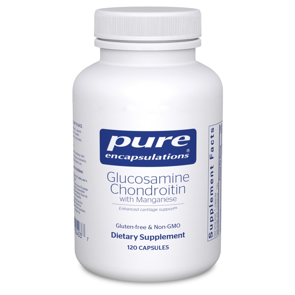 纯封装 Glucosamine Chondroitin 与 Manganese + + 联合支助、舒适、流动、心肌完整性和健康以及连通性组织补充* 120 Capsules