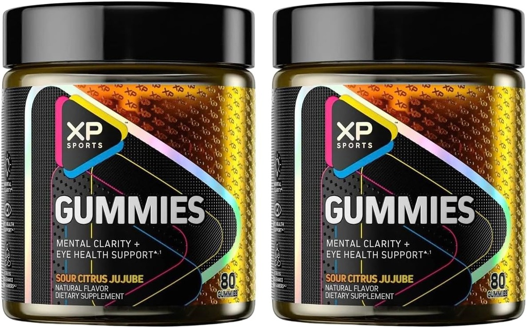 性能运动 Gummys – 精神清晰和眼睛健康支持,Sour Citrus Jujube Flavor,认知焦点和视觉护理补编,80 Gummys (Pack of 2) 160 Gummys - 40 服务