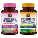 Vitalitown Probiotic Bundle (Pack of 2) + 妇女Probiotics 120亿(项目1)和Probiotics 60亿(项目2) + 大陆架稳定 + 消化和妇女健康 + 30个服务对象