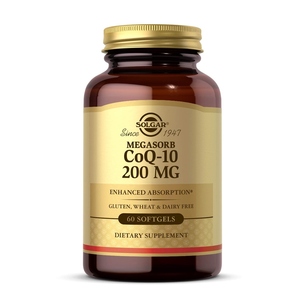 Solgar Megasorb CoQ-10 200 mg, 60 Softgels - 支持心脏和脑功能 - Coenzyme Q10 补充 - 增强吸收 - Gluten Free,乳品自由 - 60 services