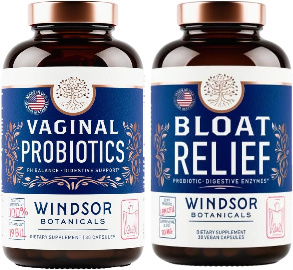 WINDSOR BOTANICALS BLOAT 配有酶和阴道良药的抗生素-消化和阴道保健包