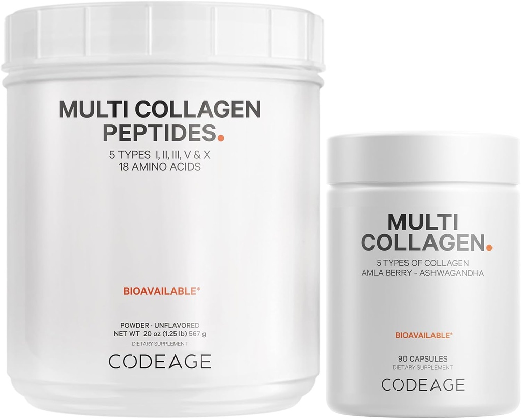 编码 多Collagen 蛋白质和 多Collagen 蛋白质包 | 多Collagen 药丸, Collagen 类型 I, II, II, V & X, 90 Counter | 多Collagen Peptides - pure, Hydrlyzed, 20 oz