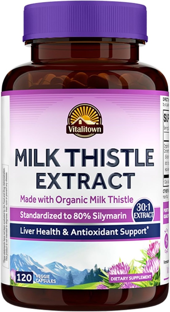Vitalitown 有机牛奶 硝酸盐 抗氧化剂支持,解毒和清洁,120 Vegan Caps