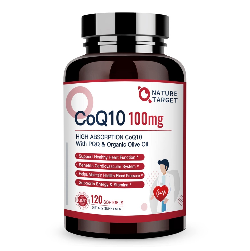 NATURE TARGET CoQ10-100mg-Softgels 配有 10 mg PQQ - 高吸收 Coenzyme-Q10 配有 有机-有机-有机-有机-有机-有机-抗氧化剂用于心脏和脑健康, 细胞-能源-生产, 120种服务