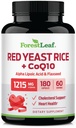 林叶红叶大米加CoQ10 增量 - 1215mg 外力红叶大米加α Lipoic Acid & Organic Flaxseed, Citrinin Free - 180 Capsules