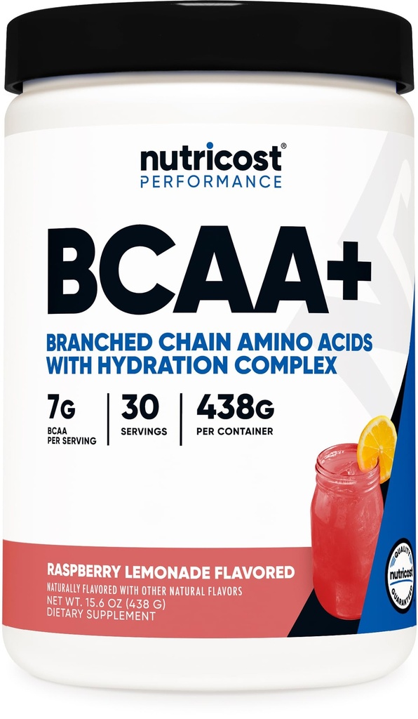 营养成本 BCAA + 水化粉(Raspberry Lemonade) 30 成品 - 带水化复合物的分支链氨酸 - 无糖无糖,非GMO