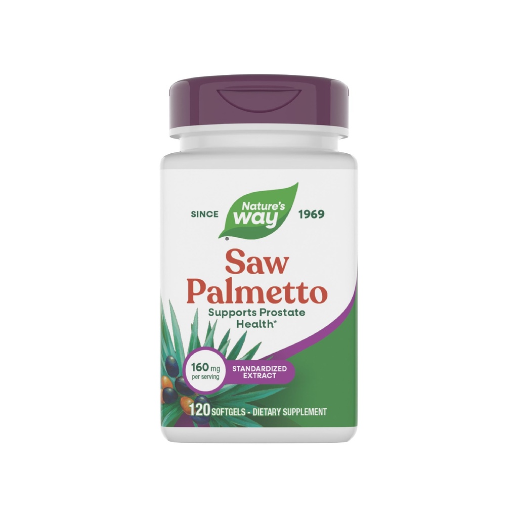 自然之道 Saw Palmetto Premium 提取、前列腺对男性的健康支持*,每服务160毫克,120软胶(包装5月Vary)