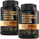 4-in-1 配有 BioPerine 的 Turmeric 和 Garlic 补充剂 – 2360mg 配有 Garlic 的 Turmeric 姜根 配有 Garlic 的 – High Potency Herbal Blend(120 cm,包装为 2)