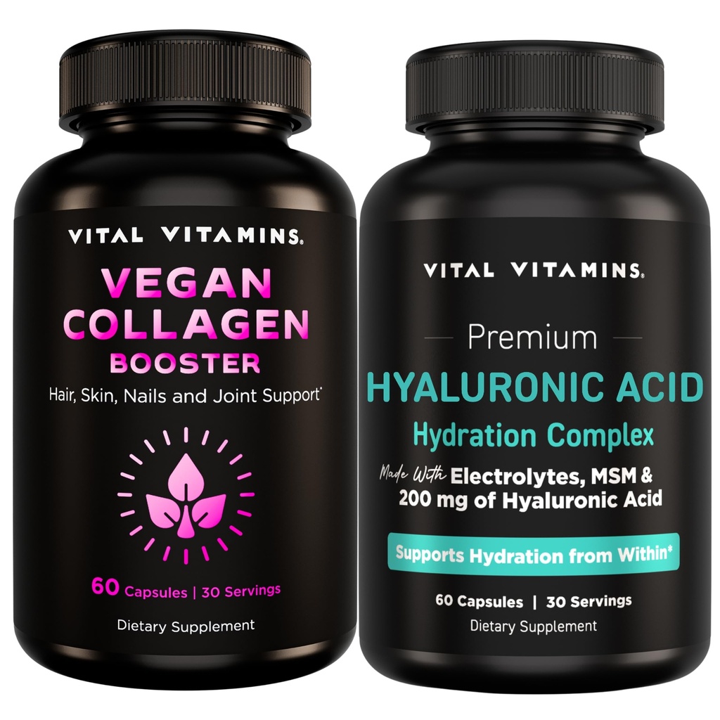 Vital Vitamins Vegan Collagen Booster 60 ct + Hyaluronic Acid Hydration Complex 60 ct