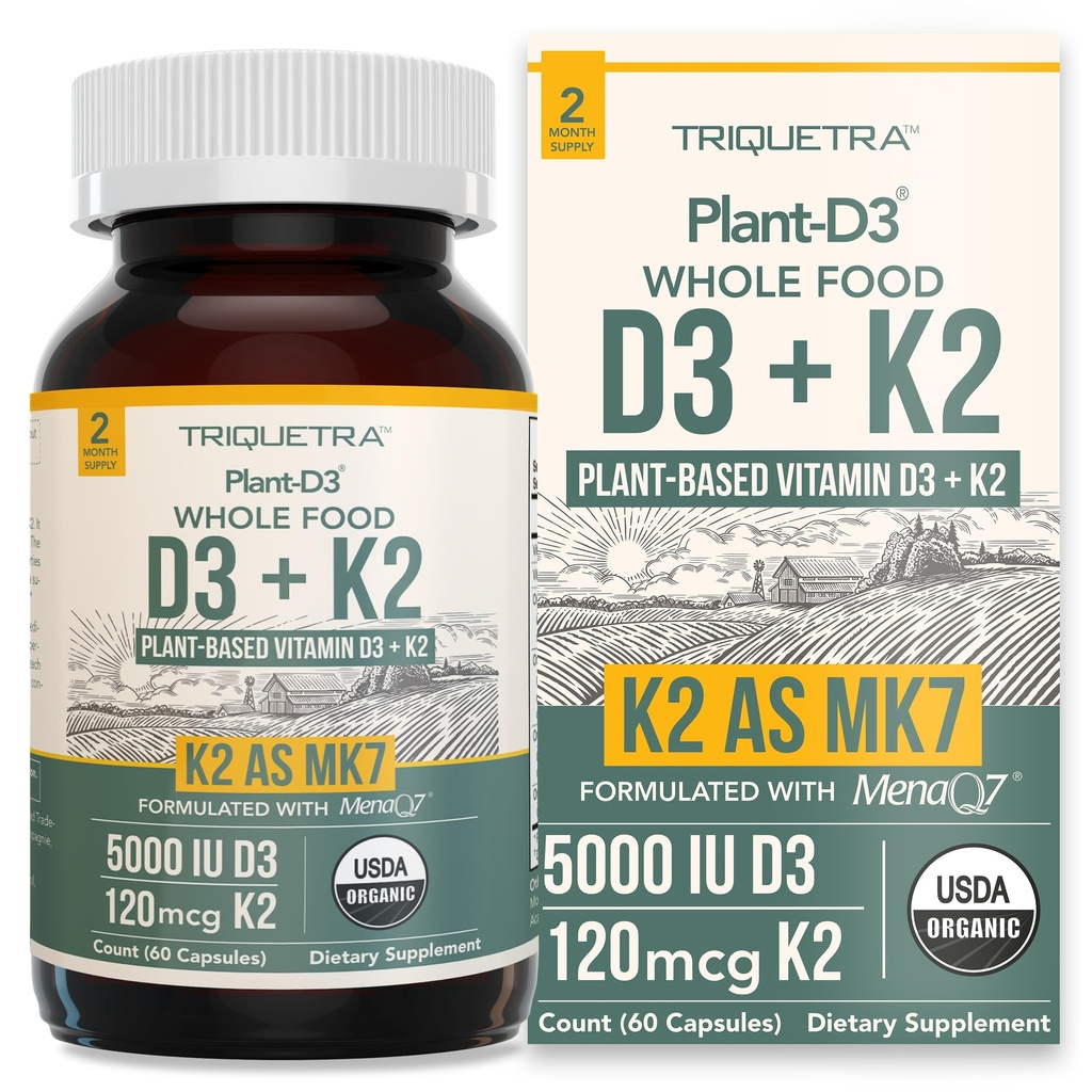 有机工厂 D3 + K2 + 5000 iu D3 + 120 mcg K2 成为全程 MK7 从 MenaQ7 → 100% 全程食品, Raw & Vegan → 与 Prebiotic & Superfood Complex → D3 从有机藻类(60 Counter)的强化消化