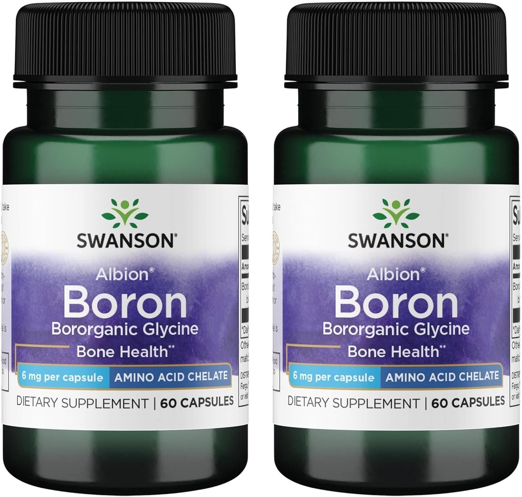 来自Albion的Swanson Boron - Boroganic Glycine 补充剂支持联合健康与骨质健康 - 高吸收公式可能支持总体平衡 - (60卡普尔,每包6毫克) (2包)