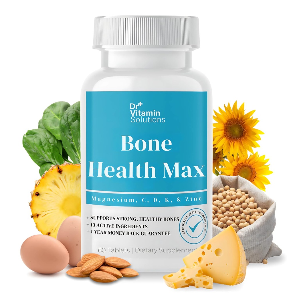 VITAMIN SOLUTIONS Bone Health Max - 配有维生素D3的高级钙和镁补充剂,Bromelain & Ipriflavone - 60块更强骨骼和联合支持片