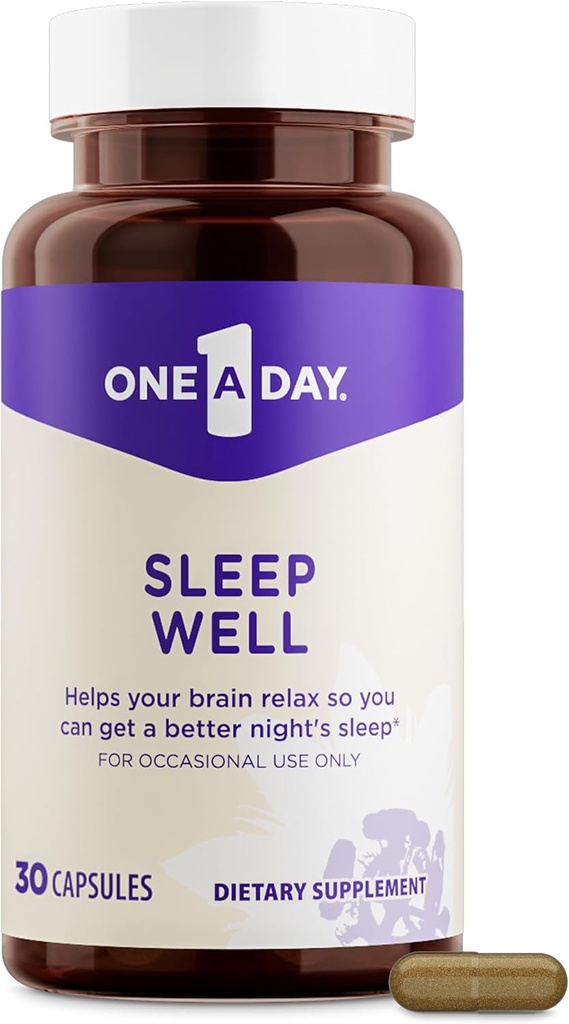 1天睡眠补充——成人睡眠补充,Passionflower和Melatonin睡眠支持,Sleep Support with Sleep Well, 30 Capsules