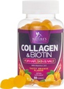 Collagen Gummys配有2500mcg Biotin,维生素C & Zinc - 水解Colagen Peptide Type 1 & 3 补充 - 高级头发,皮肤和钉子生长支持女性和男性,Gluten Free,Non-GMO - 60 Counter