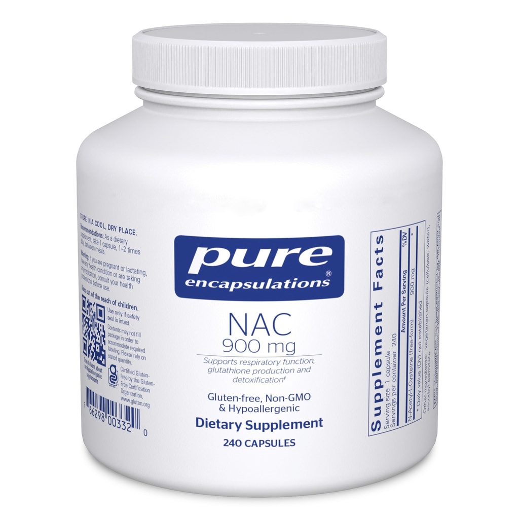 纯封装 NAC 900 mg - N-乙酰丙基丙基氨酸补充剂,用于肺和免疫支持、活体和抗氧化剂* - 240 Capsules