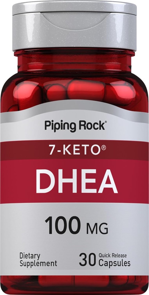 Pipping Rock DHEA 女性和男性补充100mg 30 Capsules 7-Keto – Dehydroepiandrosterone – Non-GMO, Gluten Free (英语).