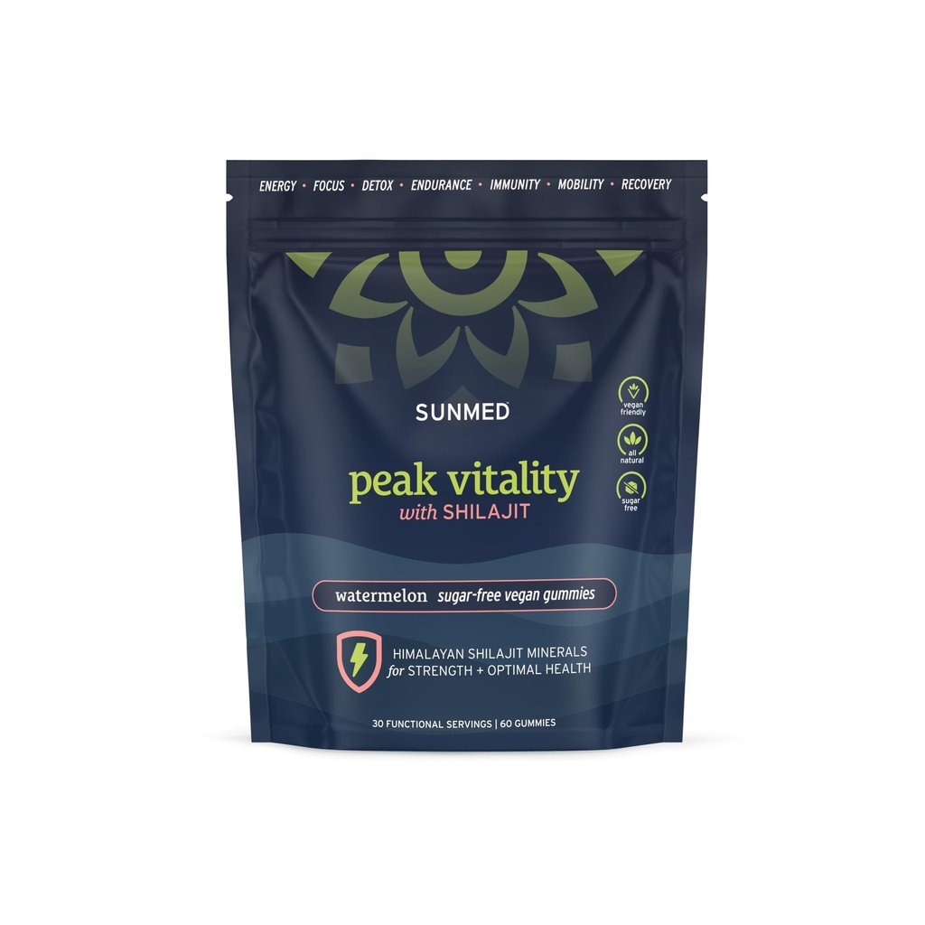 (原始内容存档于2018-09-25). Peak Vitality Himalayan Shilajit Gummys for strengy, Energy & 优化健康 — 无糖, Vegan,全自然 — 认知焦点,恢复,豁免 — 西瓜火焰, 60ct