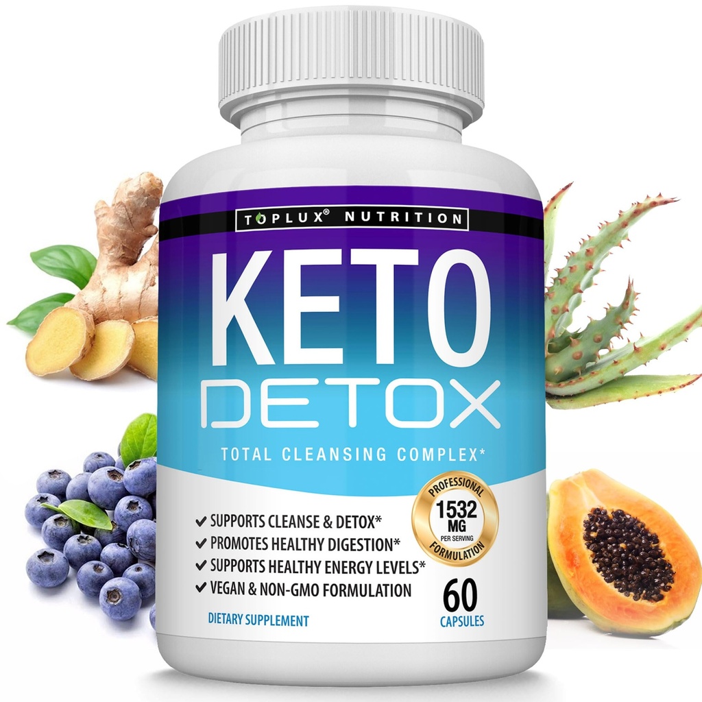 Toplux Keto Detox Pills 高级清洁提取 — — 1532 Mg Natural Acai Colon Cleanser公式,Flush毒素和多余废物,供男性使用,60 Capsules, 补编