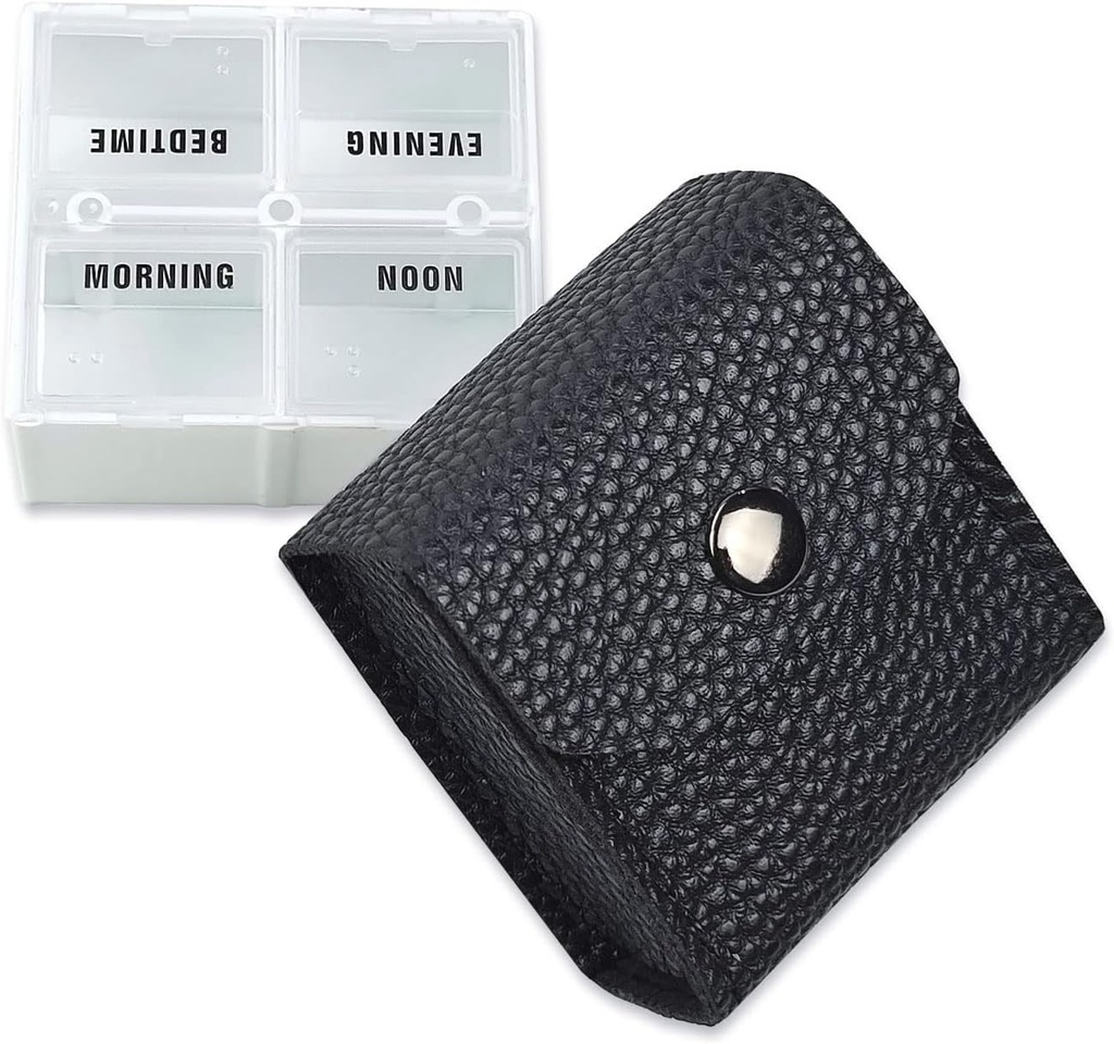 VOFOON 小药丸组织者,洗涤旅行药丸箱,口袋药盒,4 Times a Daily Portable Medicine Vitamin case,鱼油补充箱(4 Colutions, 4X-SU)