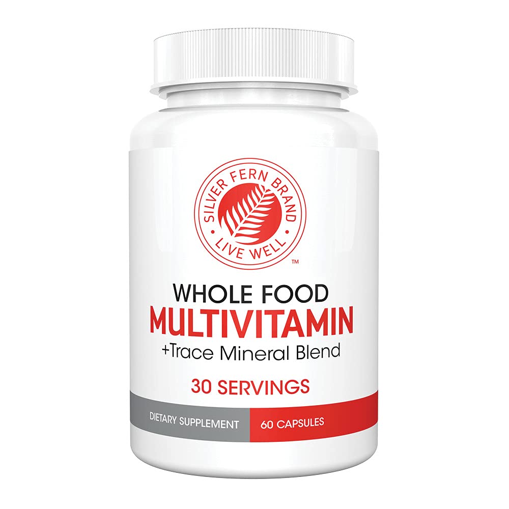 银色Fern全食日报 多维生素 w/ Trace Mineral Blend 补充 - 1瓶 - 60 Vegicaps - 30天供应 - 自然,非GMO,Vegan,男女多维生素 - 零合成器