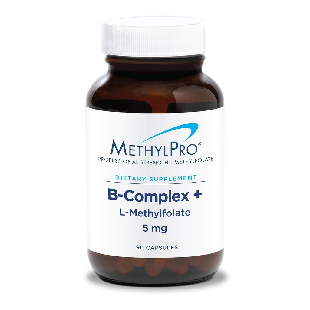 MethylPro B-Complex + L-Methylfolate 5 mg - 男女甲基维他命B复合物,与Folate,Niacin和Biotin的细胞能量支持,VIT B 补充物 - 90 Vegan Capsules