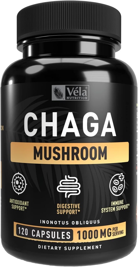 Vela的Chaga蘑菇 补充蘑菇 Capsule 1500 mg / service 120 Capsules (Chaga蘑菇(120个伯爵))