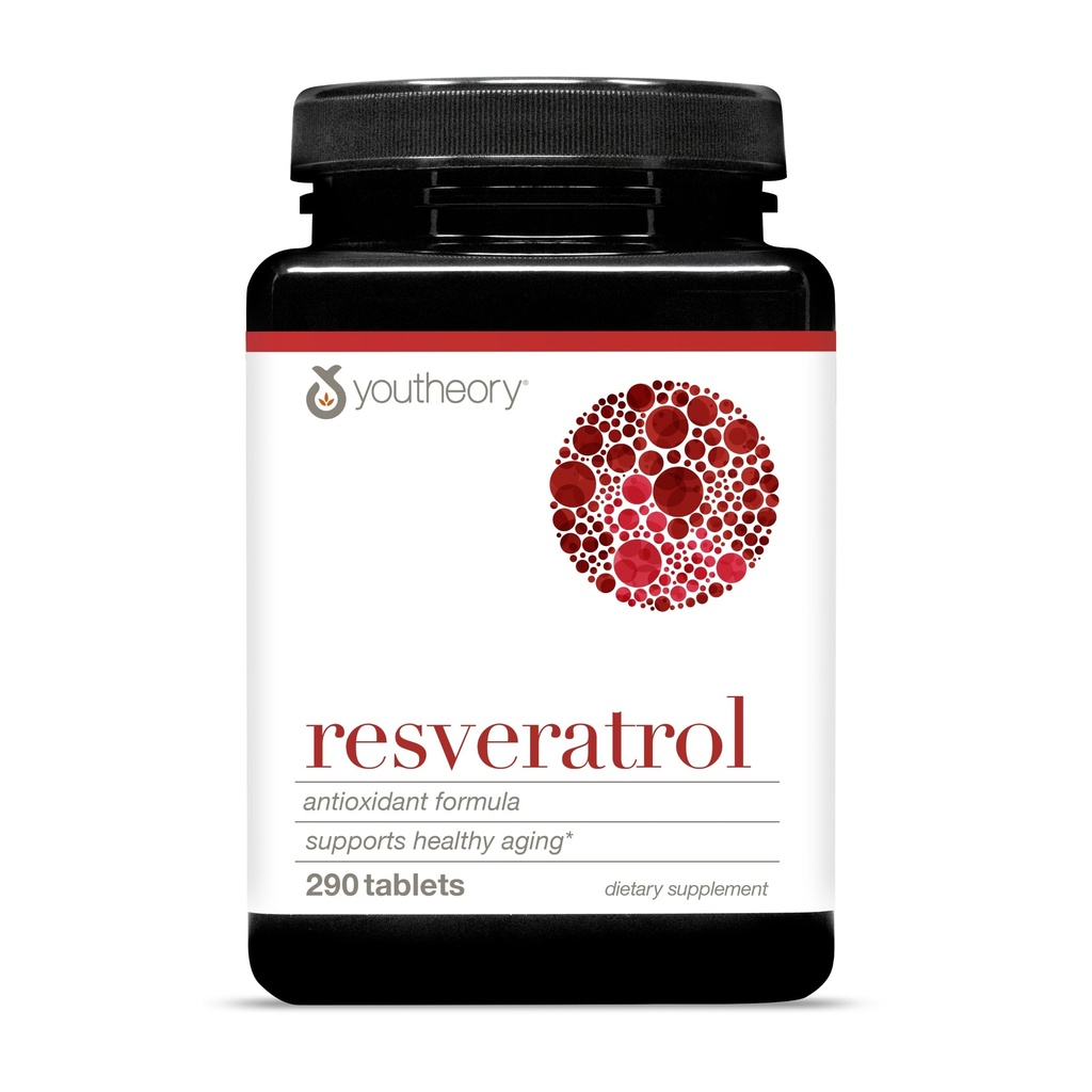 Youtheory Reveratrol 高级抗氧化剂配方 - Premium Antioxidant 补充剂 Super-Fruit Blend - 包含 ResVida - 乳制品,大豆和葡萄糖自由 - 290 平板电脑