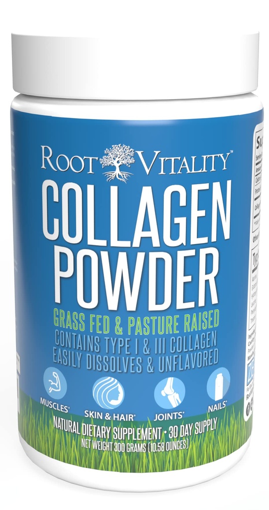 根维生素 Collagen Peptides Powder - 草-Fed, Pasture-Raized Hydrolyzed 蛋白质补充剂,用于皮肤,毛发,和钉子 - 非GMO, 男女零糖日补充剂(30种服务)