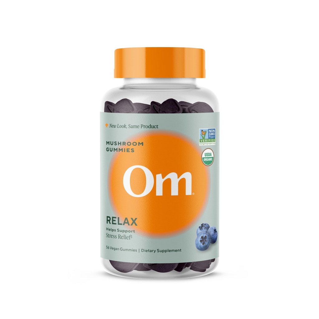 Om Mushroom Superfood Relax Gummys – 28 services – Blueberry Reishi & Ashwagandha Gummys 压力缓解、放松和Mood支持