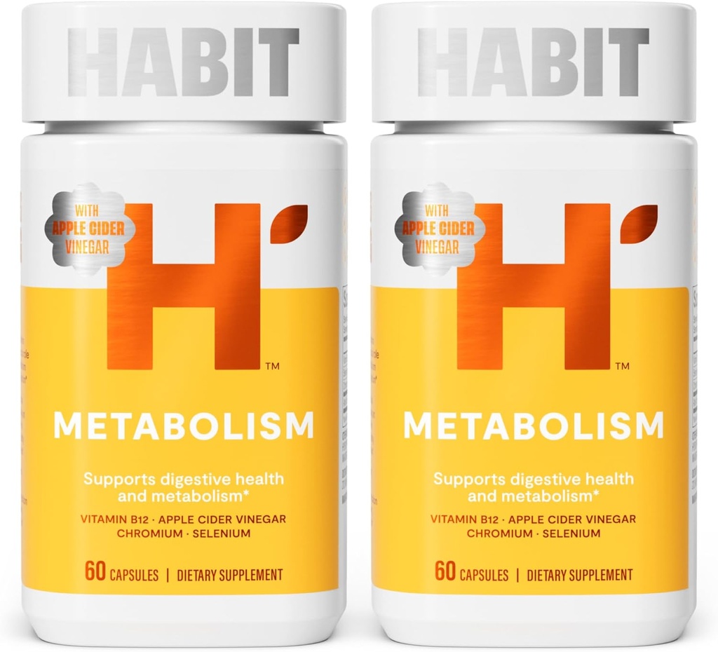 Habit代谢 Supplement 2 Pack (120 Capsules) - 支持消化健康与代谢,维生素B12,硒,铬,苹果苹果苹果苹果醋,Vegan,Non-GMO