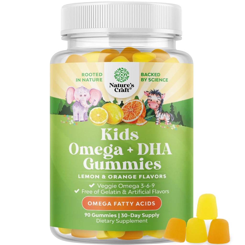 儿童 DHA Omega 3 Gummys for Kids - 美味鱼 Free DHA Omega 3 Gummys with Vegetarian 6 9 for Vision Brain and unition - 非转基因生物补充鱼 & Gluten Free 1个月