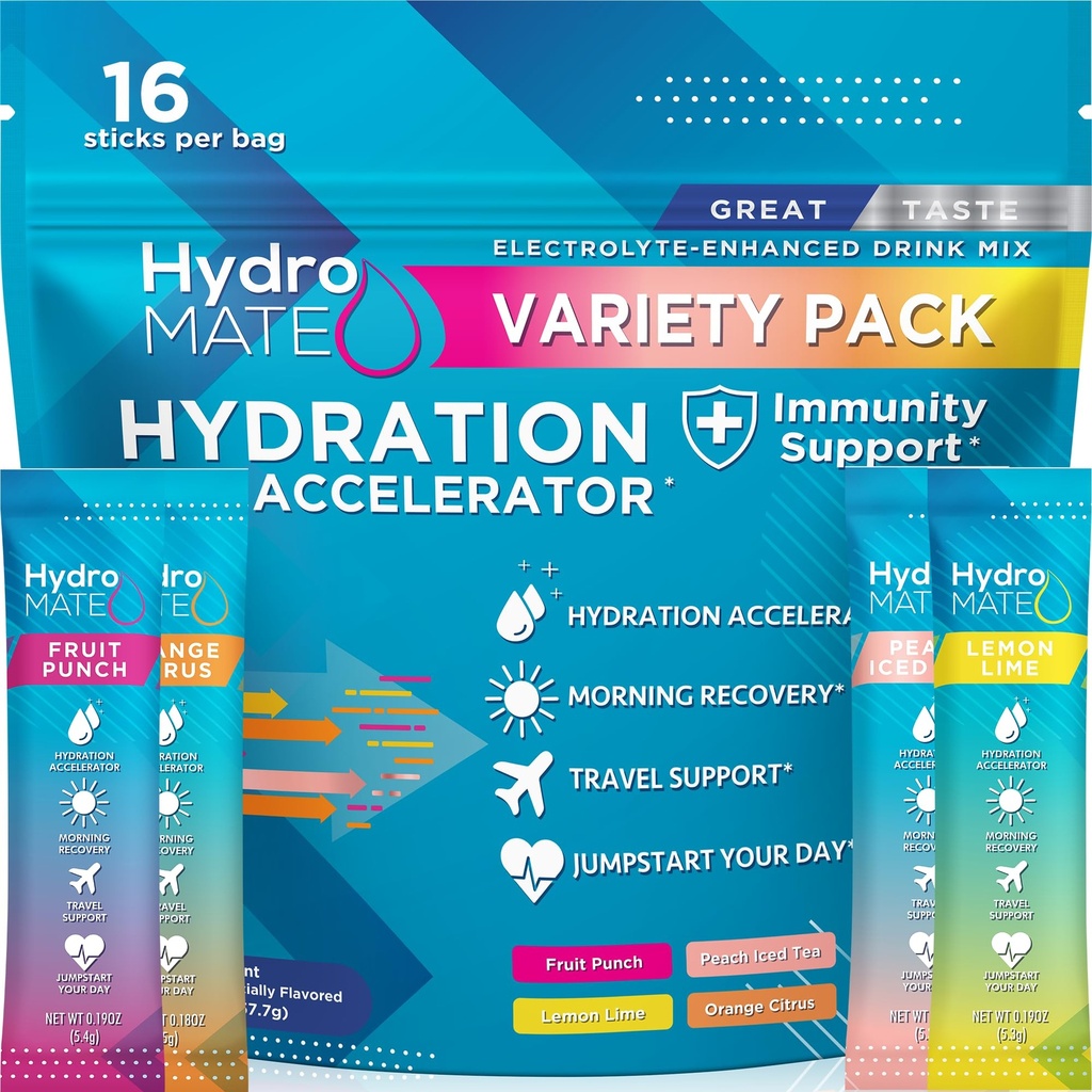 HydroMATE 电解质粉质包 水分包 低糖 16 计数