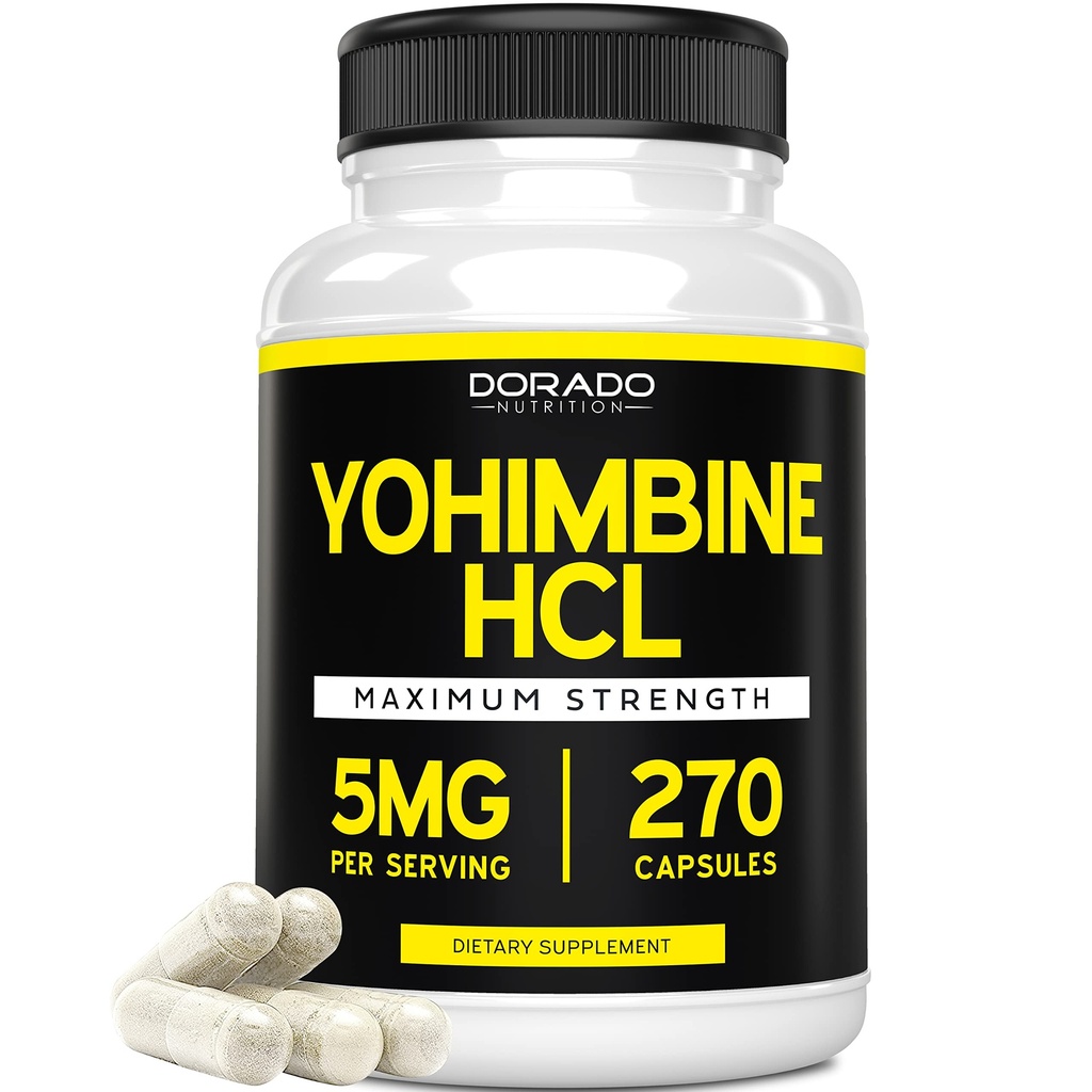 Yohimbine HCL 5mg for Men and Women (270 Capsules) 更有能力的Than Yohimbe Bark Powder - 质量保证 - 第三方测试 Potency & Purity - Vegan, Gluten Free & Non-GMO - 美国制造