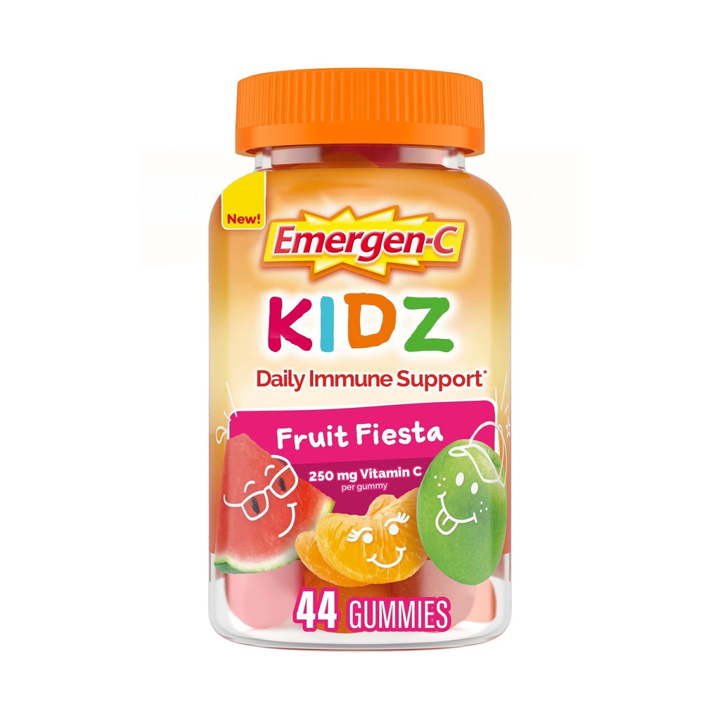 Emergen-C Kidz Daily Immune支持饮食补充品,Flavored Gummys配有维生素C和B维生素,水果Fiesta Flavored Gummys,返校基本知识 - 44 Counter