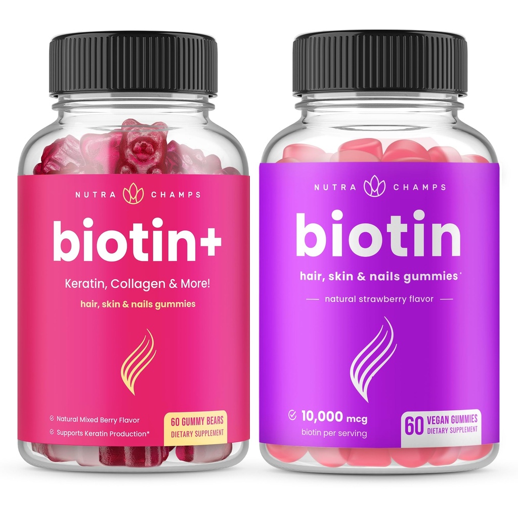 Nu(NutraChamps Biotin+ & Biotin). 毛发、皮肤和钉子的完整杜奥