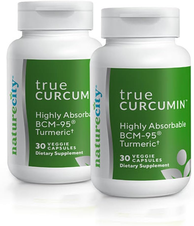 NatureCity True-Curcumin Turmeric Supplement = {非GMO Tummeric 和 Curcumin 500 mg Curcuma Capsules 维生素补充 最多增加700% 吸收量(60天供应量) = 支持联合体