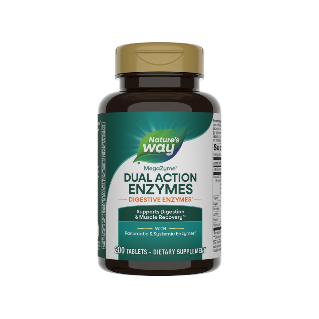 自然之道 Mega-Zyme, Pancreatic & Systemic Enzymes *,因过度锻炼和锻炼而偶发的肌肉酸痛,* 消化支持 *,200张平板电脑(包装 May Vary)