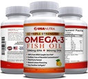Omega 3 鱼油补充剂3600毫克,配有环保局和DHA 男女支助联合、脑和心脏健康120 软胶,40天供应