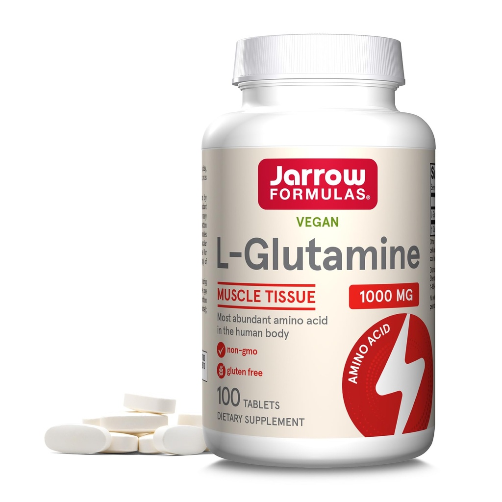 Jarrow Formules L-Glutamine 1000毫克,肌肉组织膳食补充剂,多功能氨基酸,免疫支持,100易溶片,50-100天供应.
