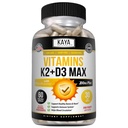 Kaya Naturals Vitamins K2 配有 D3 5000IU 男女补充品 - 容易吞 - Bioperine Capsules (60 Counter (Pack of 1))