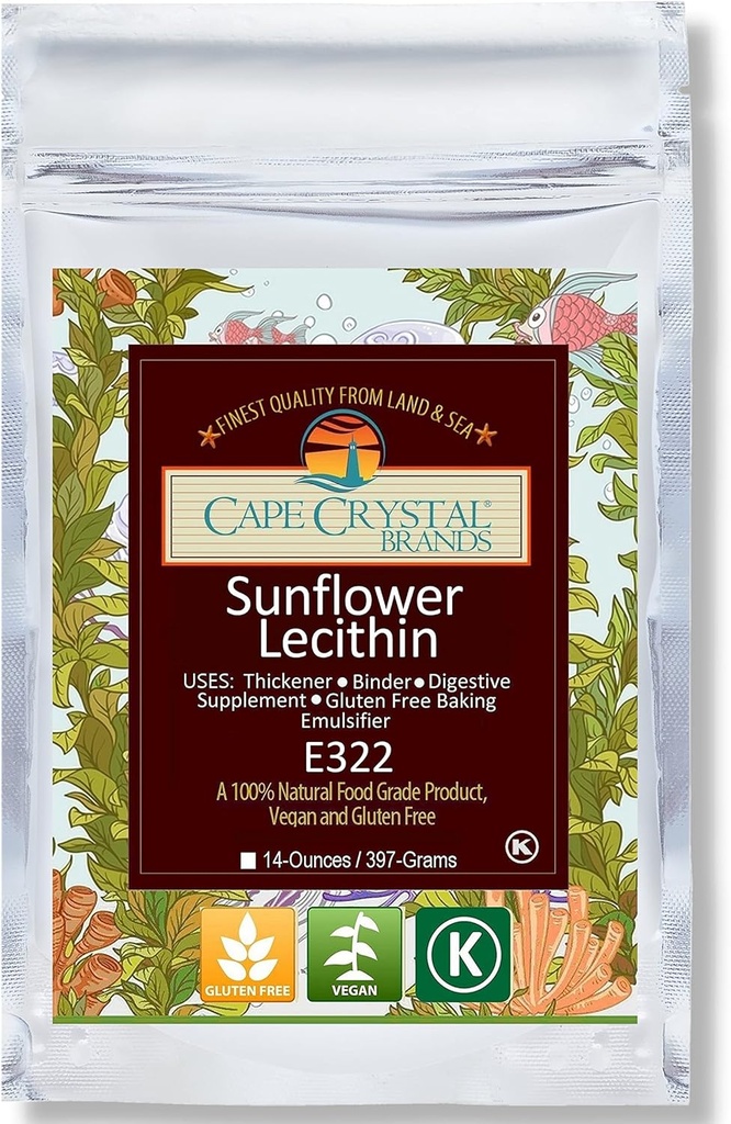 Cape Crystal Sunflower Lecithin Powder, 100%天然和Gluten-Free, 它是Vegan,非GMO替代索伊莱克辛Powder(14-oz.