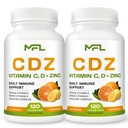 2 Pack,C D Z |维生素C,1000mg |维生素D3,125mcg |锌,25mg | Non-GMO & Gluten Free |240  Serving服务