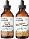 野生和有机的Chaga蘑菇 Tincture 4 fl oz & Lion的Mane蘑菇 Tincture 4 fl oz