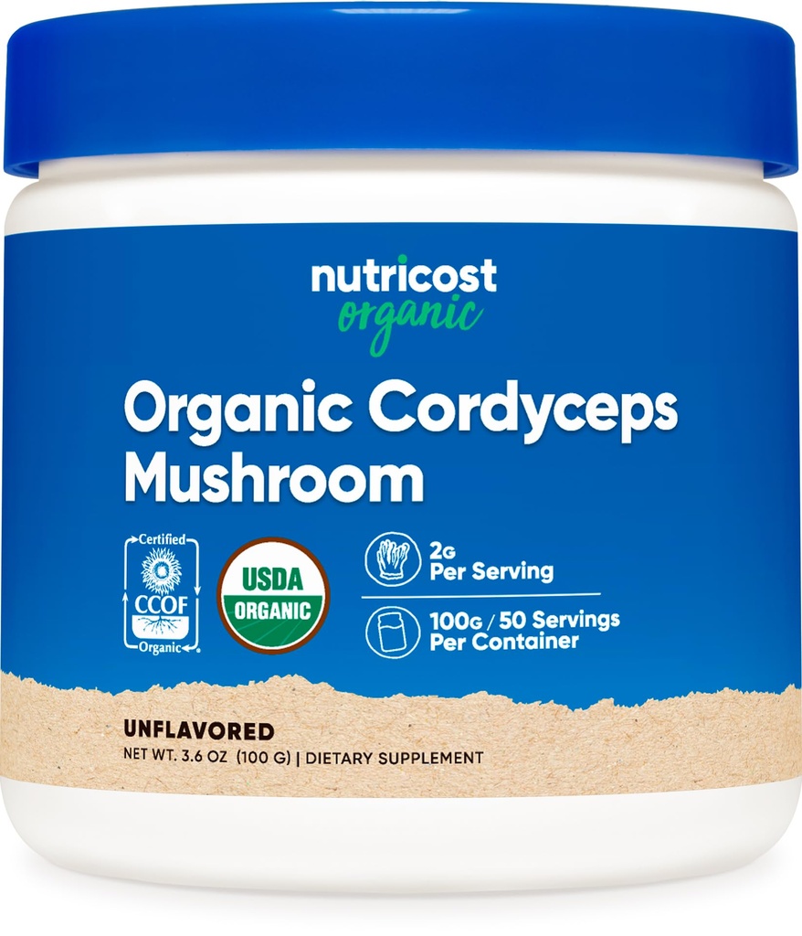 营养成本 有机体 Cordyceps 粉末 100克 - USDA 认证有机,非GMO,无胶质