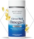 Best Nest Wellness Omega-3 Softgels - 鱼油补充剂支持脑健康 - 母亲营养支持 - EPA & DHA Aids Imune System Health - 30 Softgels
