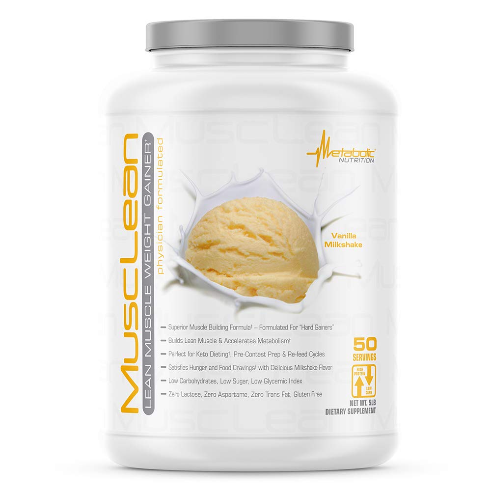代谢营养 - Musclean - Milksharke, Whey 高蛋白蛋白蛋白膳食替代, 维持营养, 低卡布, Keto 饮食, 消化酶, 香草, 5英镑( 50 ser)
