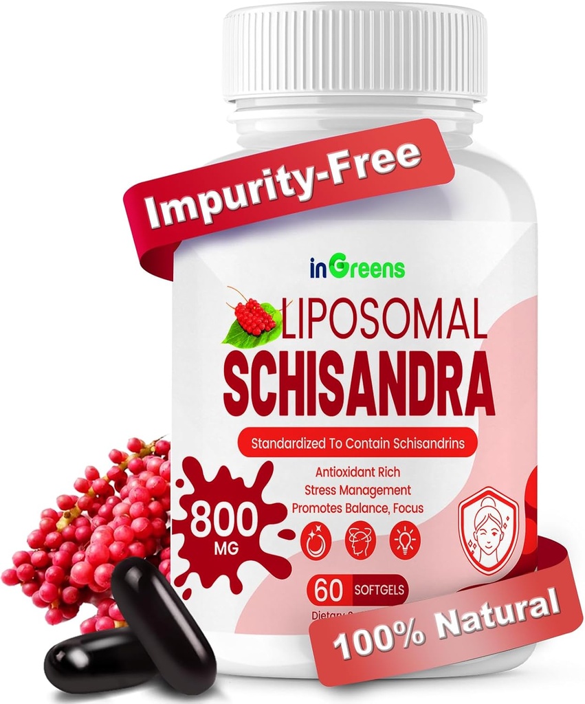 800MG Schisandra有机提取, Schisandra 补编, Schisandra Berry Softgels for Energy Support, Liver Health, Antioxidant Protection and Digestive Wellness - 60 Softgels, Made in America