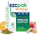 EZC Pak On the Go Immune System 与Echinacea,维生素C,锌,免疫支持补充剂,成人维生素豁免,旅行友好包装,蔬菜,无葡萄糖