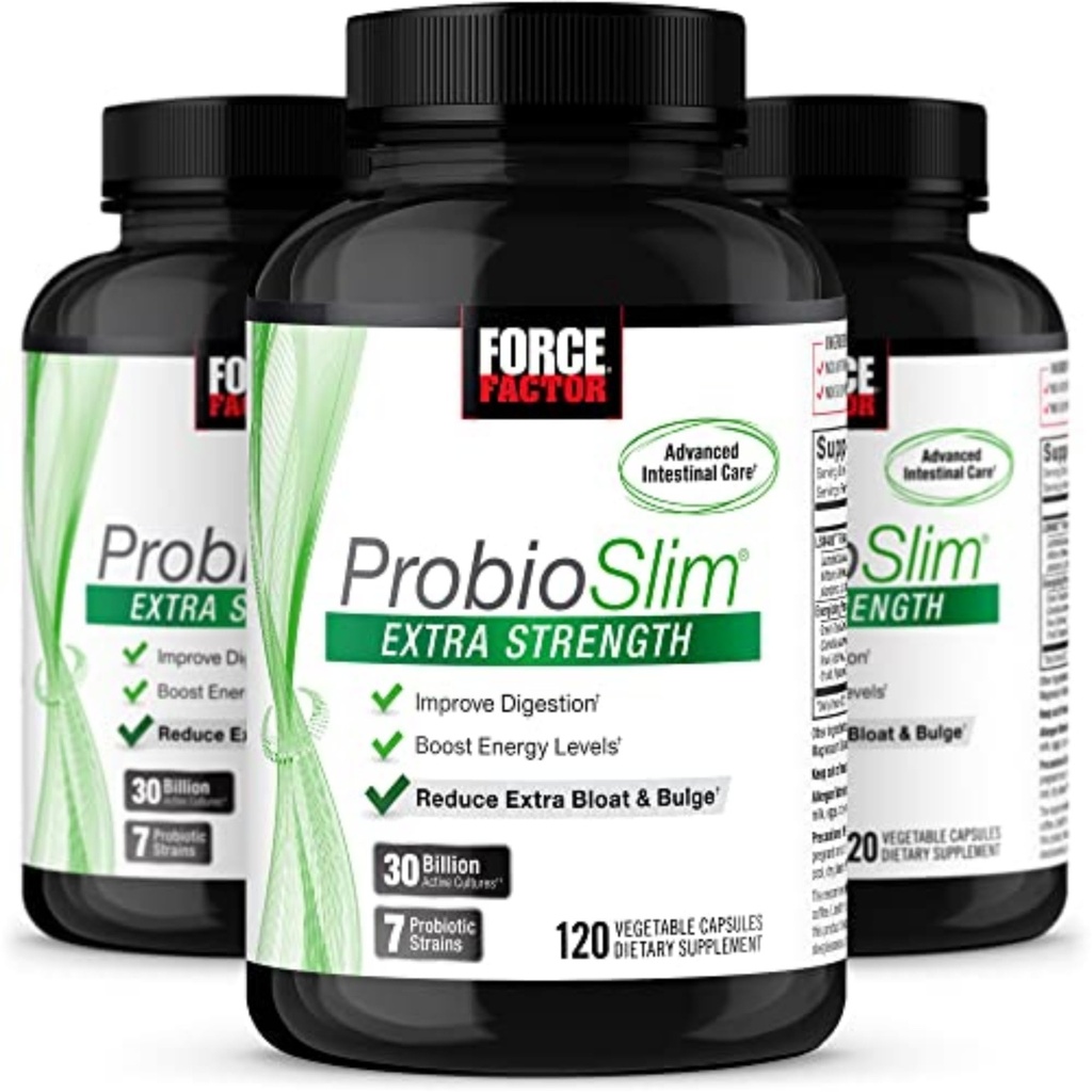 力量因素 ProbioSlim 额外力量 Probiocit 补充 妇女和男子 30亿 CMUs 和 Gut 健康支助、布洛廷和气体救济的绿色茶叶提取 120 计数(第3包)